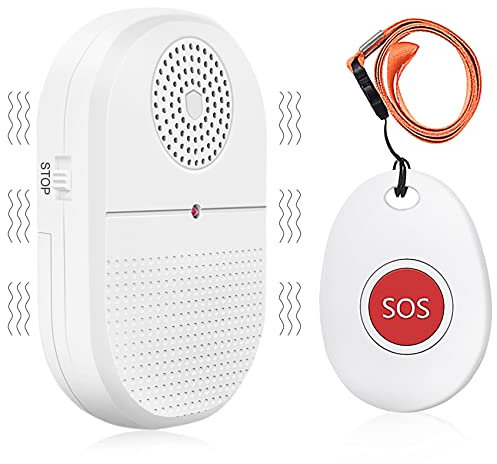 DAYTECH Personal Alarm for Elderly, Wireless Portable Vibration Caregiver Pager Panic Alarm 300ft Range Emergency Call Button for Patient with1 Portable Battery Power Receiver & 1 Call Button