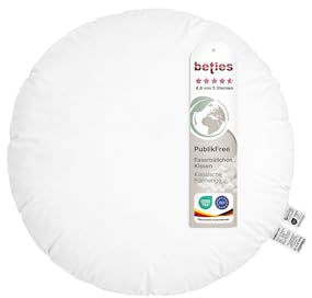 beties - PublikFree - Rundkissen Ø 60 cm – 470 g Faserbällchen – tierfreies Premium Innenkissen & Kissenfüllung – Baumwoll Inlett waschbar – Sofakissen rund – weich & bauschig