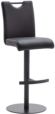 Robas Lund Barhocker Schwarz Kunstleder drehbar 360°, Barstuhl höhenverstellbar, Alesi