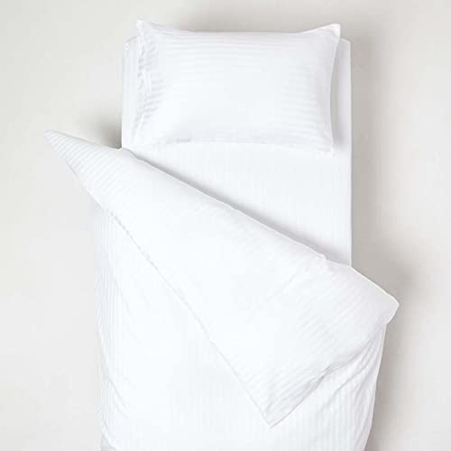 HOMESCAPES White Cot Bed Duvet Cover Set 120 x 150cm 100% Egyptian Cotton Percale Toddler Duvet Cover with Pillowcase Hypoallergenic Easy Care Children’s Bedding 330 TC 500 Thread Count Equivalent