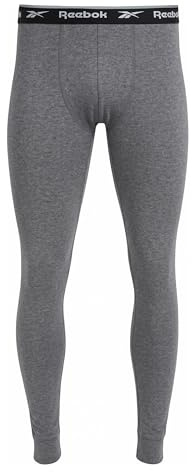Reebok Men's Johny Lounge Pants | Cotton Base Layer Bottoms for Men, Moisture Wicking & Comfortable Gym Pants |Charcoal Marl, M