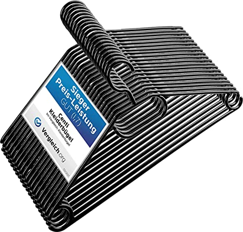 20 Kleiderbügel schwarz mit drehbaren Haken, Kleider Bügel, Kleiderbügel platzsparend aus Kunststoff, Länge ca. 41 cm - Made in EU - Umweltfreundlich da 100% Recyclingmaterial, Model: Minnie