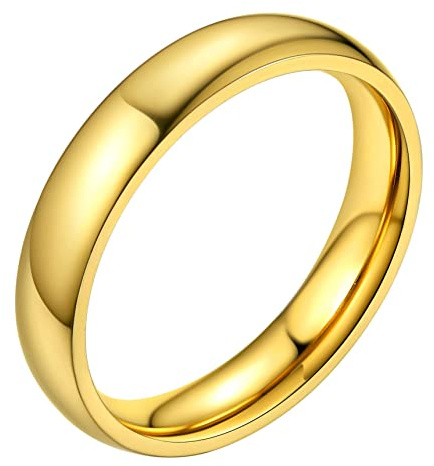 Bestyle Bagues Simples pour Hommes et Femmes Style Confortable et Polyvalent Acier Inoxydable Surface Lisse Bague Anneaux 4mm Or T60