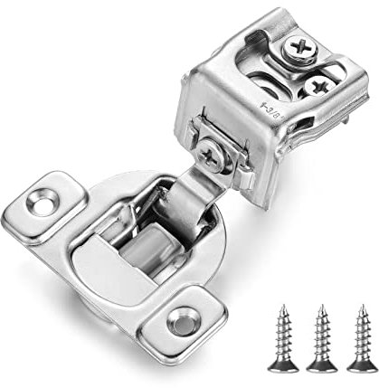 Vallecloud (4 Pack) 1-3/8 Inch Overlay Soft Close Concealed European Cabinet Hinges, for Face Frame Kitchen Door, with Brushed Nickel
