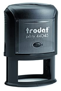 Trodat - Printy 44045 – ovaler Custom Stempel mit Wunschtext personalisieren, hier gleich online gestalten Gehäusefarbe schwarz– Adresstempel - Firmenstempel - mit Wunschtext – 45X30 mm -
