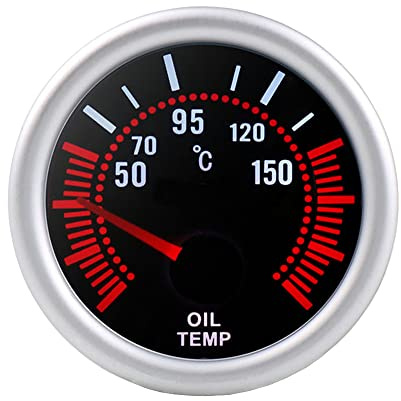 ETOPARS 52mm Automotor Kfz Zeiger Öltemperatur Messgerät Kit Temperatur Celsius Öltemperaturanzeige Weiß Helles Lichtanzeige Zeigeranzeige Rennanzeige Rauchtönung Len