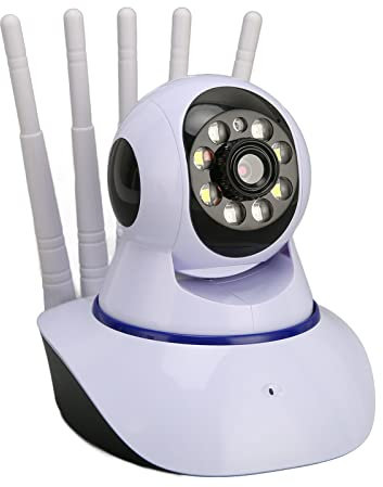 Caméras de Sécurité, sans Fil WiFi HD 1080P Vision Nocturne à 360 Degrés Caméra de Surveillance Intérieure et Extérieure, Alarme Push, Cinq Antennes, Prend en Charge la Visualisation à Distance, pour