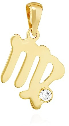 NKlaus Kettenanhänger Sternzeichen 333 Gelb Gold 8 Kt Zirkonia Weiß Talisman