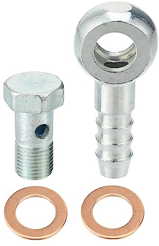 A ABSOPRO M10 Hohlschraube Mit Unterlegscheiben 4 STK Für Motorrad Metall | Silberton/Kupferton, Für Bremssystem Luft Kraftstoff, M10X1, 45X21mm, 1 Banjo-Adapter + 1 Schraube + 2 Unterlegscheiben