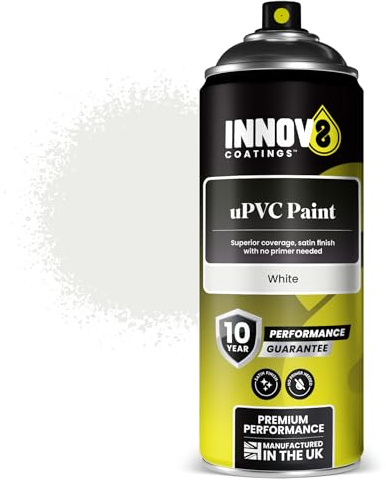 INNOV8 COATINGS UPVC WINDOW SPRAY PAINT - DIY - NO PRIMER OR TOP COAT – 400 ml - Professional Standard - Fast Drying - WHITE - Windows, Doors, Conservatories, Exterior & Interior - Satin Finish
