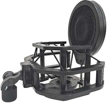 1 x Mikrofon--Stoßdämpferhalterung mit Filtersieb, schwarz, Universal-Mikrofonhalterung für Kondensatormikrofon
