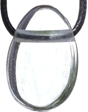 Steinfixx® - Edelstein Anhänger aus echtem Bergkristall | Tropfenanhänger | klare Qualität | mit 80 cm Wildlederband