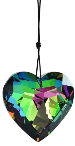 Sonnenfänger mit bunten Herz-Kristallen, zum Aufhängen, mit Kettenanhänger, Ornament für Fenster, Haus, Garten, Weihnachten, Party, Hochzeit, Dekoration (grün)
