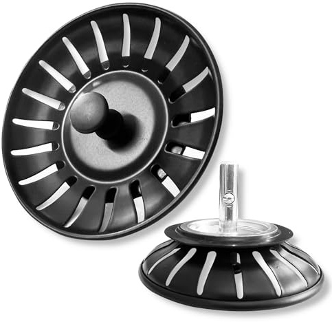 2 pack kök rostfritt stål diskho sil, Diskbänksplugg Filter, rostfritt stål diskbänkssil, Kök handfat sil pluggar, Avloppssil för diskbänk, för vattenflöde, matrester, Avloppstillbehör(svart 78 mm)