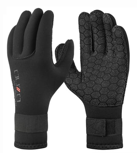 UCK-KIT Neopren Handschuhe 3mm Neoprenanzug Handschuhe rutschfeste Thermische Tauchhandschuhe Für Männer Frauen Schnorcheln Schwimmen Surfen Segeln Kajakfahren,Schwarz,M