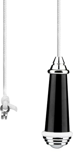 TXErfolg Ceramic Light Pull Cord 8cm Black with 150cm Cord Connector | Bathroom Light Pull Switch Pull Cord Handle Chrome for Bathroom Toilet Light Ceiling Light Fan Switch