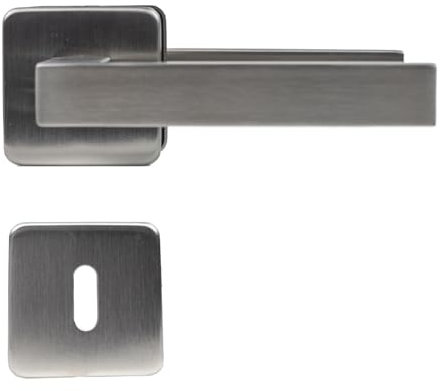 FELGNER maniglia per porta Parma per cilindro europeo | maniglia per porta moderna e di alta qualità | ferramenta per porta con rosetta | per porte interne e delle camere | Nero