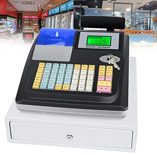 GJBMXSM Registrierkasse, POS System Kasse, Ladenkasse, Supermarktkiosk, Gastronomie Einzelhandelskasse, 48-Tasten LED Display（Englische Version）,Black