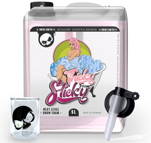 Nuke Guys Thicky Sticky - Snow Foam - pH neutre - 5 l - Concentré - Avec bec verseur et gobelet doseur - Pour pulvérisateur à pompe, lance à mousse, convient pour films et peintures mates - Pour
