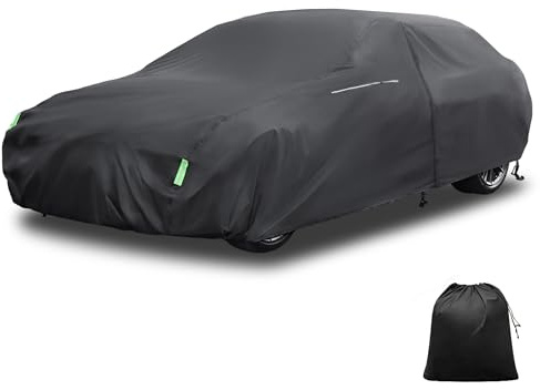 X AUTOHAUX 199-208 Waterproof Sedan Car Cover for Sedan Length 199-208 Inch | All weather protection, Anti-UV, Windproof, Left side zipper, Mirror pockets