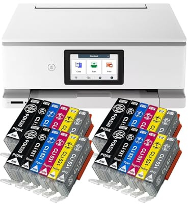 IC-Office TS8751 3-i-1 multifunktionsbläckstråleskrivare (utskrift, kopiering, skanning, SD-kort, duplex, WLAN, AirPrint) vit + 24 XXL bläckpatroner