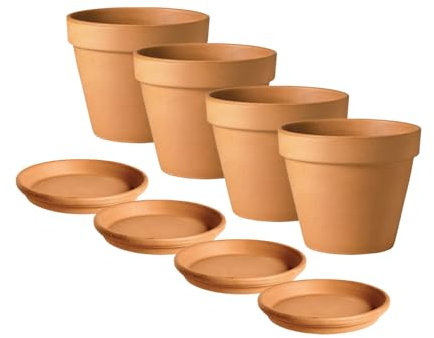 Plant Avenue APTA Verona 13cm Pots with Saucers (Set of 4) - Rustic Indoor & Outdoor Decor