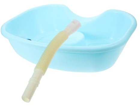 Bacinella Lavaggio Chioma da Comodino Portatile Abs con Tubo | Soluzione Leggera per Letto e Post Parto, Controllo Semplice del Flusso Acqua, Verde Chiaro