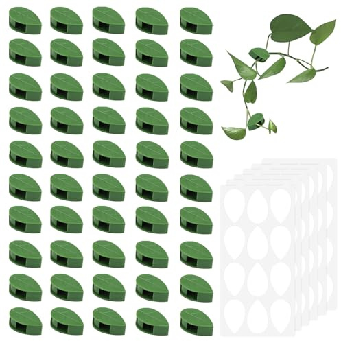 50 Stück Pflanzenclips für Kletterpflanzen, Selbstklebende Pflanzenhalterung, Grüne Pflanzenhalter für Wand, Pflanzenstützung Zubehör für Gartenarbeit