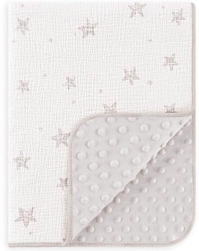 Susurration Coperta in cotone per neonati, morbida coperta per gattonare, 75 x 100 cm, multifunzione Minky, per bambine e ragazze (crema Star)
