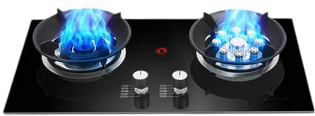 Cuisinière À Gaz 2 Feux, 5,2 KW, Brûleur Wok À 9 Cavités, Grille En Fonte Et Verre Trempé, Avec Protection Anti-extinction, Kit GPL/gaz Naturel(LPG)