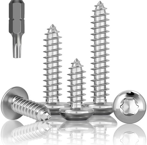HXJDAM 120 tornillos autorroscantes de acero inoxidable, M4 x 35 mm, tornillos de cabeza alomada, A2 V2A, cabeza plana Torx, tornillos de cabeza redonda, rosca completa, tornillos autorroscantes de