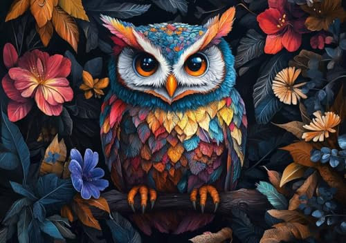 Puzzle 1000 Teile Erwachsene Klassische Puzzle Eule Perfekt Um Die ProblemlöSungsfäHigkeiten Zu Verbessern, FöRdert Konzentration und Geduld, für Erwachsene und Kinder Ab 14 Jahren 75x50 cm J-5