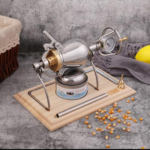 Popcorn Machine Popcorn Poppers,Traditional Old-Fashioned Popcorn Maker Machine Mini Hand Crank Stainless Steel Food Amplifier for Family Gathering Party Fun, Home Decoration(260ml)