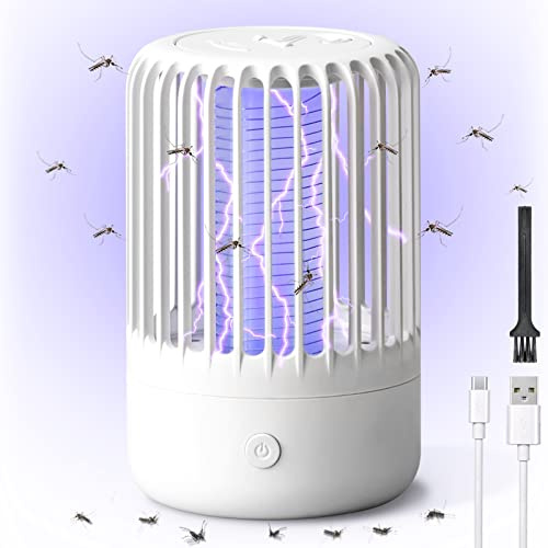 Mückenvernichter-Lampe, elektrischer Mückenvernichter, wiederaufladbarer Fliegenvernichter, tragbarer Insektenvernichter mit Nachtlicht, lockt Fliegende Insekten an für Camping im Innen Außenbereich