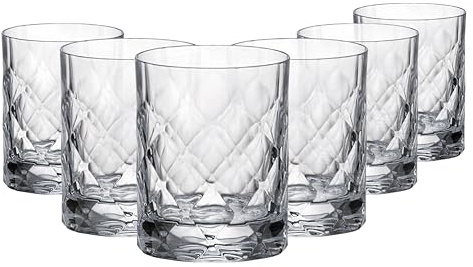 Crystal Bohemia Trinkgläser - 6er Set, je 300 ml, spülmaschinenfest, kratzfest, kompakt - Vielseitige Gläser aus Kristallglas für Wasser, Saft, Whisky & Cocktails - Ideal für Alltag, Büro & Feste