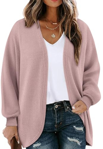 Chicrise Cardigan Donna Lungo Autunno Maglioncino Leggero Aperto Spolverino Casual Morbido