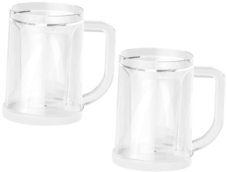 GRIRIW 2piezas Tazas Heladas Reutilizables De Plástico Transparente De Doble Pared Vasos Para Congelar Para Cerveza Té y Bebidas Frías Verano