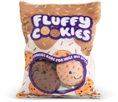 Keycraft Fluffy Cookies Squishy – Peluche Sensorielle | Coussin & Sac avec Snacks en Peluche | Jouet Créatif pour Enfants & Ados