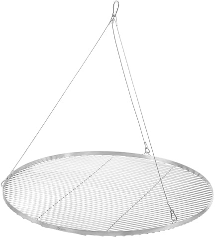 BBQ-Toro Grille de cuisson ronde en acier inoxydable - Diamètre : 90 cm - Avec corde de suspension - Grille suspendue pour barbecue suspendu - Pour trépied, barbecue, extérieur, accessoire de barbecue