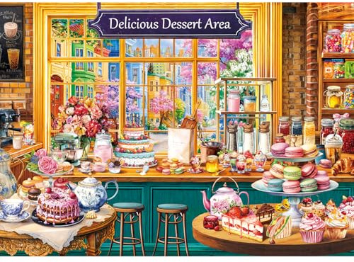 HUADADA Jigsaw Puzzles for Adults 1000 Pieces Family Interactive Games 1000 Piece Jigsaw Puzzles for Adults-Dessert shop