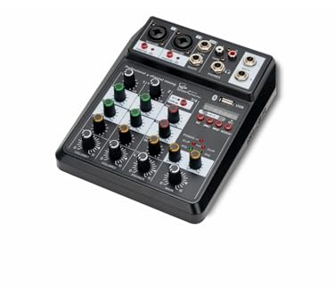 Audiomixer, Professioneller Soundmixer 4-Kanal 48V Phantomspeisung Reverb FX DJ-Mischpult USB-Player Musik Stereo für Studio-Karaoke