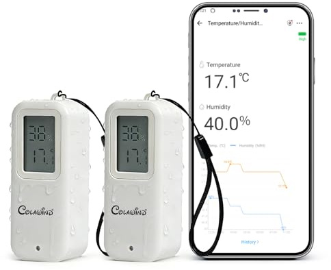 Capteur Zigbee Température Humidité IP65, Thermomètre Hygromètre LED Lot de 2, Notifications App, Intérieur & Extérieur, Serre, Cave (Hub Zigbee 3.0 requis, non inclus)