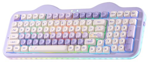 YUNZII C98 Clavier Mécanique sans Fil Thème Gâteau (Violet, Candy) | Bluetooth/2.4G/USB-C Filaire, 96%, 99 Touches PBT MOA, Gasket, Rétroéclairage RGB, Hot-Swap, QWERTY, pour Win/Mac