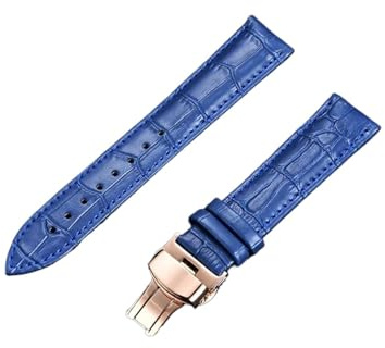 FYXT 18mm 20mm 22mm 24mm Bambumönsterarmband Fjärilsspänne Business Casual Klockarmband Klocktillbehör Grönt(Blue-rose gold,18mm)