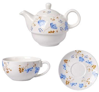 PUXZYAX Encantador juego de té con flores de colores, tetera y portavasos bellamente elaborados para un toque de elegancia, tetera retro, cafetera, para, Estilo A