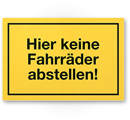 Komma Security Hier keine Fahrräder abstellen verboten - Schild 30 x 20 cm - Hinweisschild Hauswand Schaufenster Verbotsschild Fahrradfahrer - Warnhinweis parken verboten