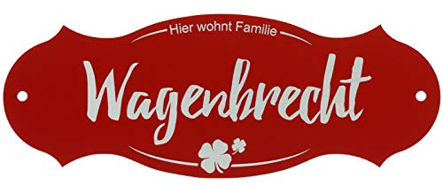 Türschild rustikal rot 14 x 5,3 cm Namensschild Klingelschild Aluminium mit Text Gravur jetzt selbst gestalten