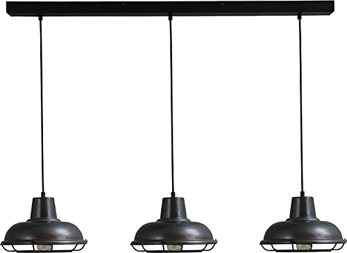 Licht-Erlebnisse Pendelleuchte Industrial Design 3-flammig E27 in Gunmetal Grau Schwarz Hängelampe Esszimmer Esstisch