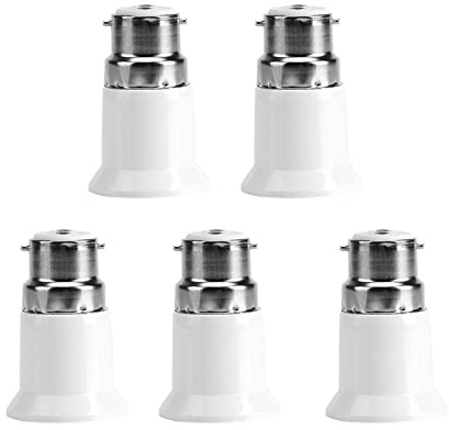 GLOGLOW B22 to E27 Socket Adapter 5-Pack Flame Retardant PC