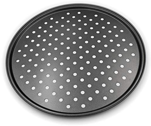 Handook Pizza Pan for Oven, Nonstick Pizza Pans, Carbon Steel Pizza Pan with Holes, Pizza Baking Pan for Oven Baking Supplies, for Home Baking Kitchen Oven Restaurant (12 Inch)